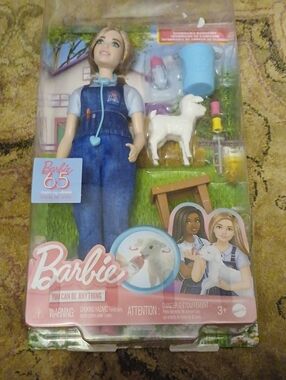 Barbie Vet Doll with White Goat and Blue Outfit